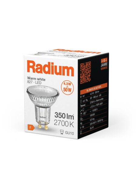 RADIUM - 4008597207631 - RLPAR165036 4,3W/827 230V GU10 10X1RDIUM