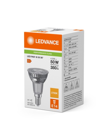 LEDVANCE - 4099854071379 - LED SPOT LEDVANCE PFM PAR16 50 827 36° E14 4,5W 350lm Verre