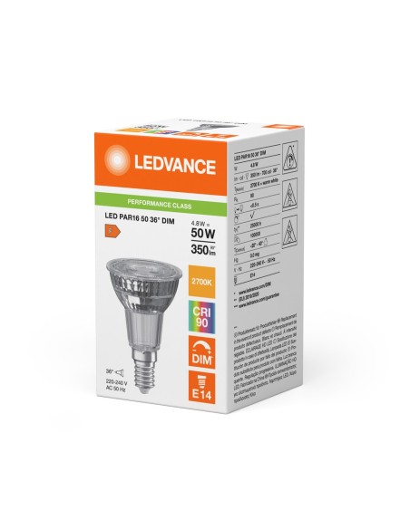 LEDVANCE - 4099854071393 - LED SPOT LEDVANCE PFM PAR16 50 DIM 927 36° E14 4,8W 350lm IRC90 Verre