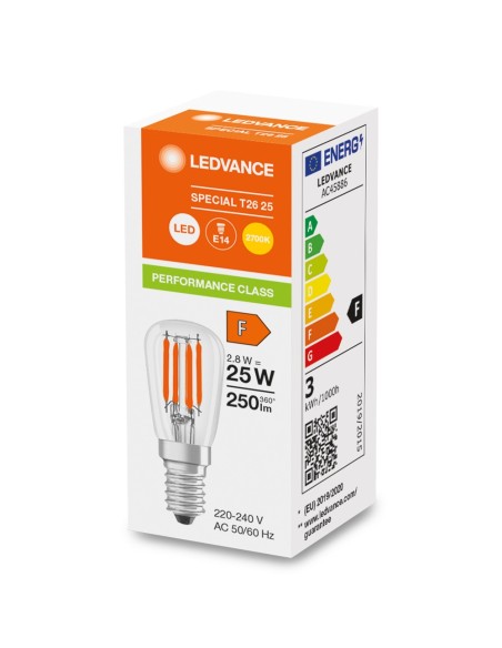 LEDVANCE - 4099854066320 - LED SPECIAL LEDVANCE PFM T26 25 Verre Clair E14 2,8W 827 250lm