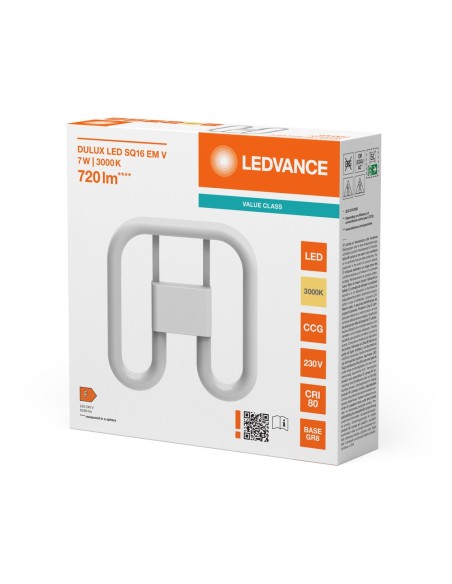 LEDVANCE - 4058075822535 - LED SPECIAL LEDVANCE DULUX SQUARE16 EM/AC 830 GR8 7W 720lm IRC80 3000K