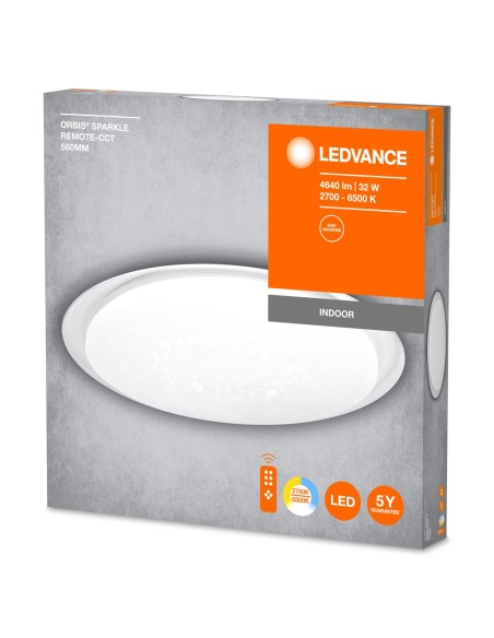 LEDVANCE - 4058075633193 - LDV ORBIS SPARKLE 560mm 32W 3600lm 2800…6000K Blanc Plafonnier LEDVANCE