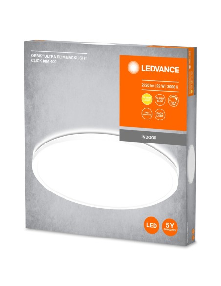 LEDVANCE - 4058075752849 - LDV ORBIS UltraSlim 400mm ClickDim 22W/3000K 1800lm Blanc Plafionnier LEDVANCE