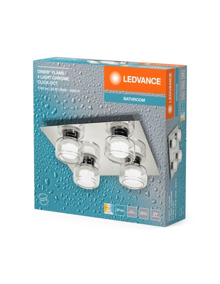 LEDVANCE - 4099854276255 - LDV ORBIS FLAME Quattro Chrome 22W 1400lm Click CCT IP44 Plafonnier SdB LEDVANCE