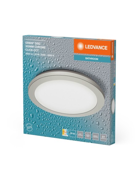 LEDVANCE - 4099854279591 - LDV ORBIS DISC 300 Chrome 22W 1 800lm ClickCCT IP44 Plafonnier SdB LEDVANCE