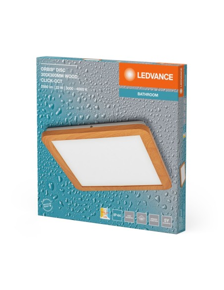 LEDVANCE - 4099854279690 - LDV ORBIS DISC 300x300 Bois 22W 1 800lm ClickCCT IP44 Plafonnier SdB LEDVANCE