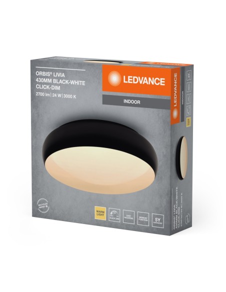 LEDVANCE - 4099854283949 - PLAFONNIER ORBIS LIVIA 430mm 24W blanc chaud CLICK DIM Noir et Blanc