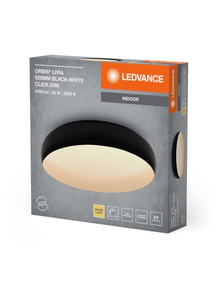 LEDVANCE - 4099854283963 - PLAFONNIER ORBIS LIVIA 520mm 36W blanc chaud CLICK DIM Noir et Blanc