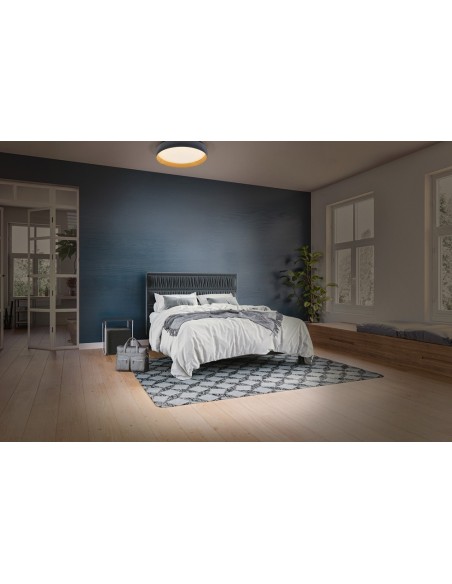 LEDVANCE - 4099854284083 - LDV Plafonnier LIVIA Ø 300 16W/3000K 750lm ClickDim gris et bois LEDVANCE