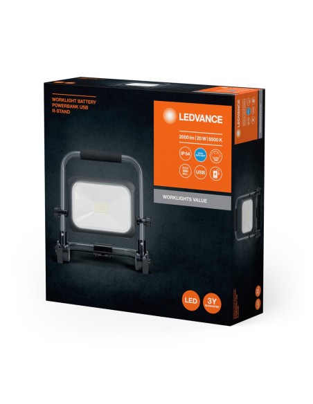 LEDVANCE - 4058075831131 - LED WORKLIGHT VALUE PROJECTEUR DE CHANTIER 20W LUMIERE DU JOUR R-Stand/Batterie