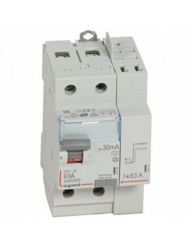 Legrand Interrupteur différentiel- 2P 230V~ 63A typeA 30mA - 3 modules