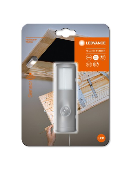 LEDVANCE - 4058075260719 - LDV NIGHTLUX TORCH ARGENT 1W/4000K sur pile avec détecteur PIR LEDVANCE