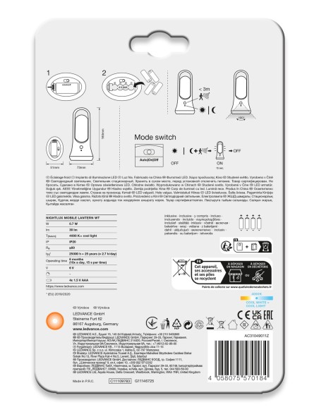 LEDVANCE - 4058075570184 - NIGHTLUX MOBILE LANTERN USB BLANC    LEDVANCE