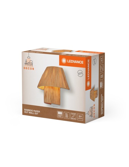 LEDVANCE - 4058075840621 - LDV Applique BAMBOO Paper Hut à culot E27 marron - lampe non incluse