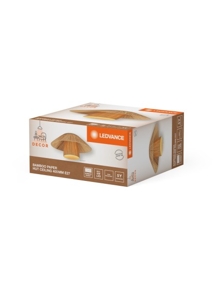 LEDVANCE - 4058075840683 - LDV Plafonnier ø400mm BAMBOO Paper Hut à culot E27 marron - lampe non incluse