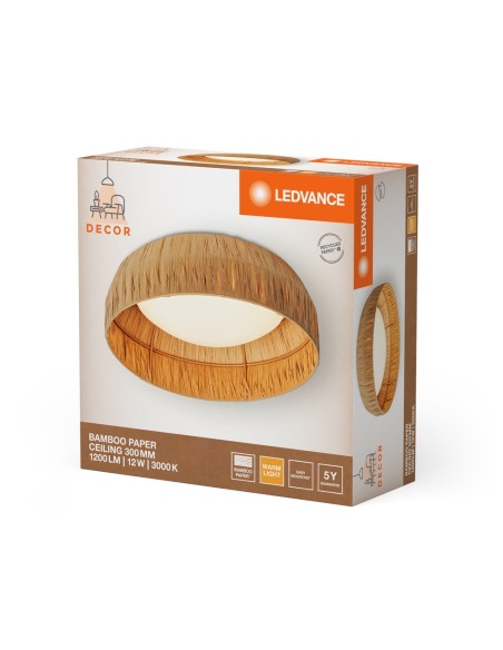 LEDVANCE - 4058075840706 - LDV Plafonnier BAMBOO Paper Hut 12W/3000K 400lm marron ø300mm