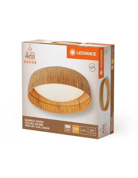 LEDVANCE - 4058075840720 - LDV Plafonnier BAMBOO Paper Hut 18W/3000K 750lm marron ø400mm