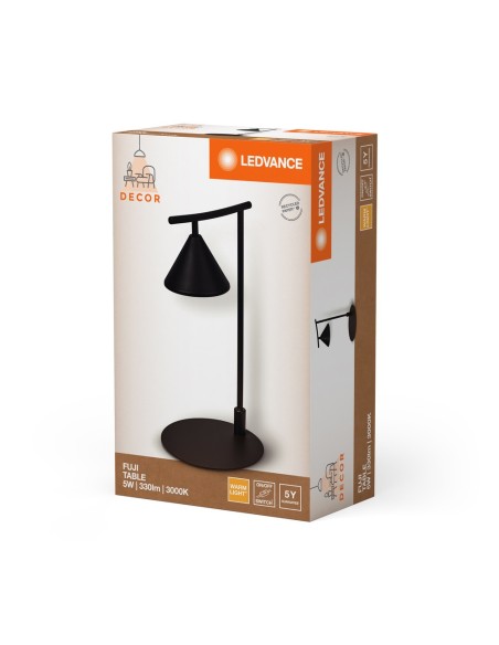 LEDVANCE - 4058075841789 - LDV FUJI Table 5W/3000K 180lm - Lampe à poser noire blanc chaud