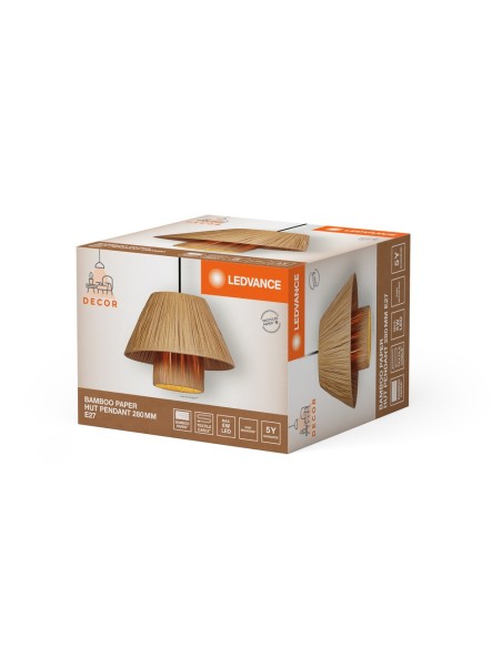 LEDVANCE - 4058075840645 - LDV Suspension ø280mm BAMBOO Paper Hut à culot E27 marron - lampe non incluse