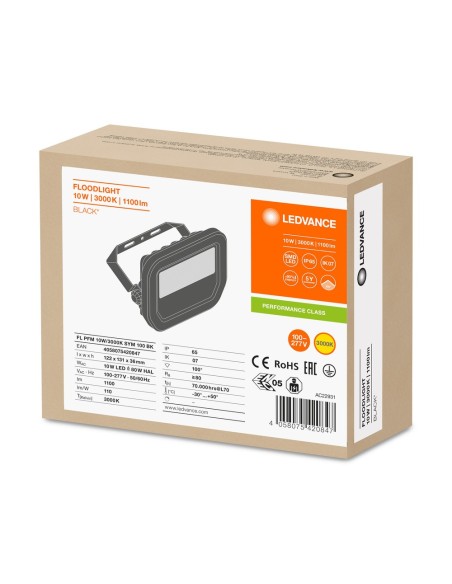 LEDVANCE - 4058075420847 - LDV FL PFM SYM100 10W/3000K 1100lm IP65 IK07 100° Noir Projecteur LEDVANCE