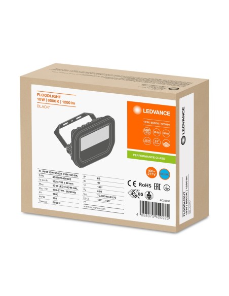 LEDVANCE - 4058075420922 - LDV FL PFM SYM100 10W/6500K 1200lm IP65 IK07 100° Noir Projecteur LEDVANCE