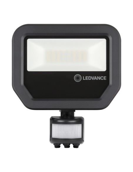 LEDVANCE - 4058075460911 - LDV FL PFM SYM100 S 20W/3000K 2200lm IP65 100° Noir Projecteur Sensor LEDVANCE