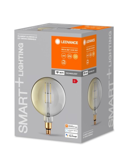 LEDVANCE - 4058075609877 - LEDVANCE Smart+ WF GLOBE200 SMOKE DIM 827 E27