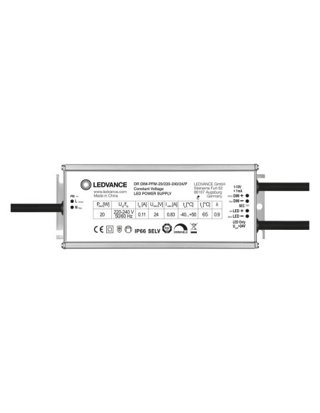 LEDVANCE - 4058075239951 - DRIVER LED PERFORMANCE TENSION CONSTANTE 24 V 20 W Gradable 1…10 V IP66 