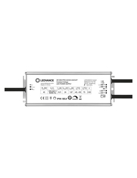 LEDVANCE - 4058075379176 - DRIVER LED PERFORMANCE TENSION CONSTANTE 24 V 40 W Gradable 1…10 V IP66 