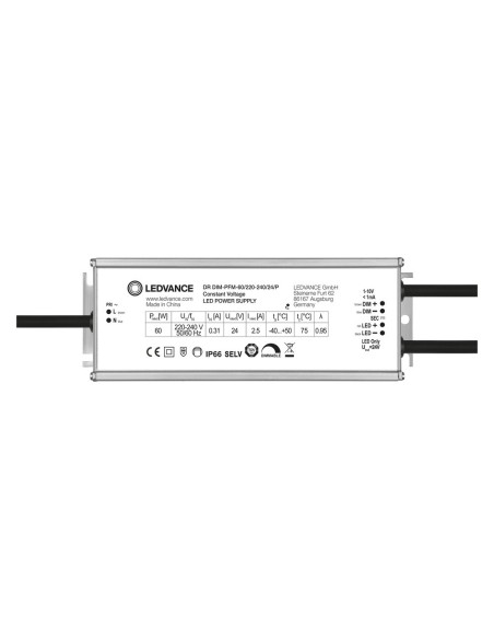 LEDVANCE - 4058075379190 - DRIVER LED PERFORMANCE TENSION CONSTANTE 24 V 60 W Gradable 1…10 V IP66 