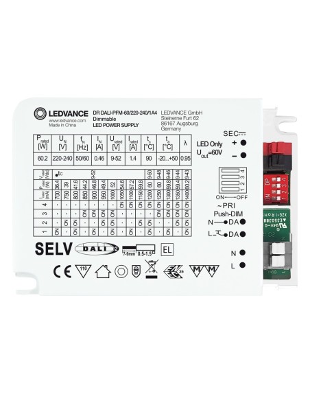 LEDVANCE - 4058075421929 - DRIVER LED PERFORMANCE COURANT Constant 60 W 1400 DALI