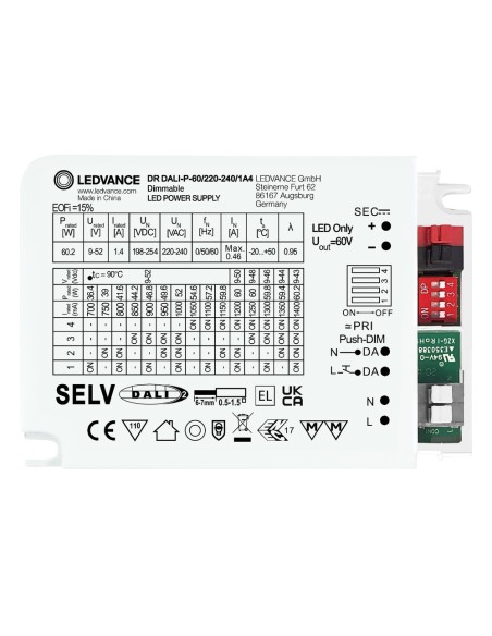 LEDVANCE - 4058075779662 - DRIVER LED PERFORMANCE COURANT Constant 60 W 1400 DALI