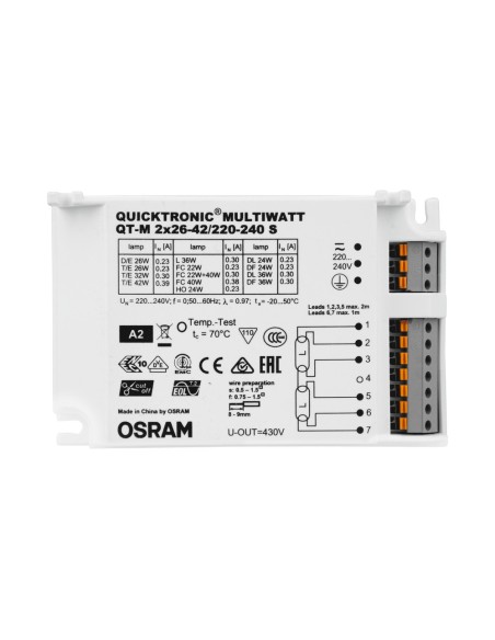 OSRAM - 4008321110022 - QT-M 2X26-42/220-240 S OSRAM Ballast électronique pour lampes CFL 