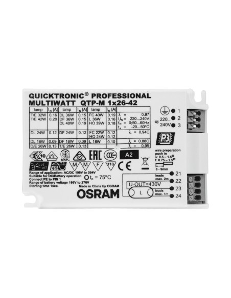 OSRAM - 4008321329134 - QTP-M 1X26-42/220-240 S OSRAM Ballast électronique pour lampes CFL 