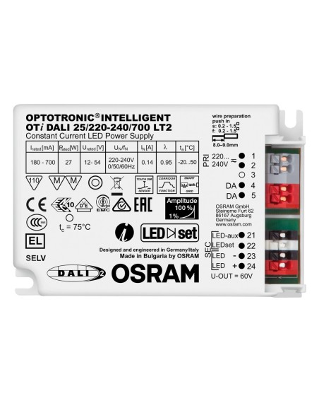 OSRAM - 4052899488144 - OTI DALI 25/220-240/700 LT2 DIM OSRAM Driver DALI pour luminaires et modules LED