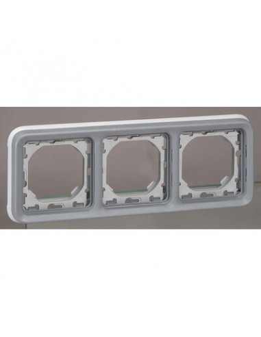 Legrand - 069687 - Support plaque étanche 3 postes horizontaux Plexo composable IP55 - gris
