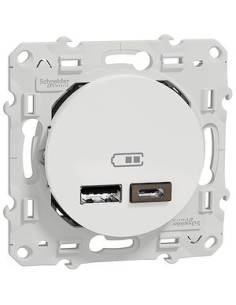 SCHNEIDER - S520401 - prise usb double - type a+c - blanc