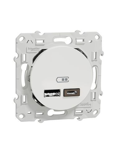 SCHNEIDER - S520401 - prise usb double - type a+c - blanc