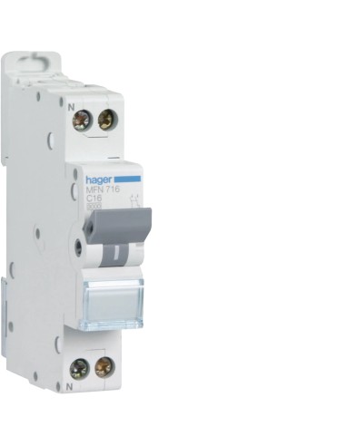 Disjoncteur Hager MFN716 1P+N 16A courbe C 3kA à vis