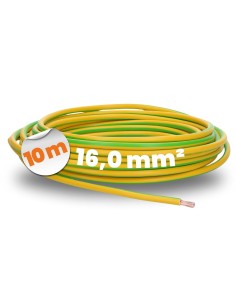 Fil souple - X10HO7VK16VJ - fil de câblage vert jaune 16mm2  bobine de 10 mètres