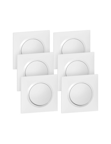 LEGRAND - X600001+600801 -Interrupteur Mural ou Va-et-vient 10AX dooxie + Plaque Carrée Prêt à Installer  - Blanc - Lot de 6