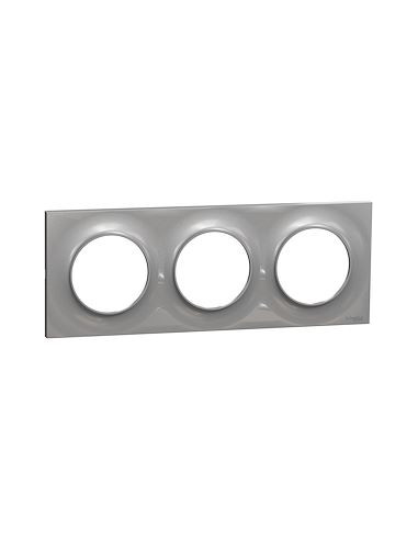 Odace Styl -  S520706E - plaque 3 postes horizontaux ou verticaux entraxe 71mm aluminium