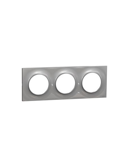 Odace Styl -  S520706E - plaque 3 postes horizontaux ou verticaux entraxe 71mm aluminium
