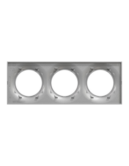 Odace Styl -  S520706E - plaque 3 postes horizontaux ou verticaux entraxe 71mm aluminium