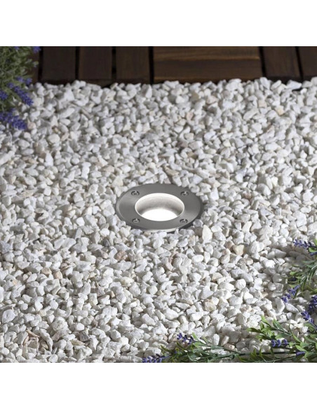 Bricoelect - C14255 - Spot de sol extérieur rond inox encastrable pour ampoule GU10