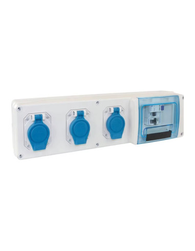EUR'OHM - 19203 - Coffret de chantier mono 3 prises 1 disj. Diff 16A + 3 PC 2P+T +AU+1,5m HO7RNF+bumpers