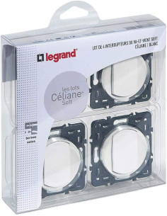 Legrand - CL04067001 - Interrupteur Simple ou Va-et-vient Doigt Large Céliane Soft - 10A - Commande d'Eclairage lot de 4