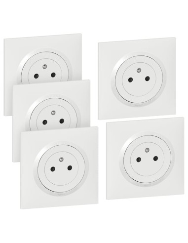 Lot de 5 Prises 2P+T Dooxie Blanc – Legrand