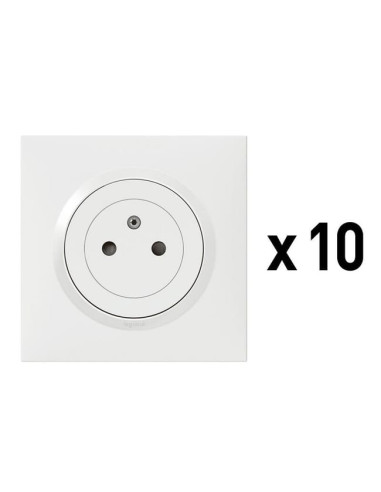 Lot de 10 Prises 2P+T Dooxie Blanc + Plaques – Legrand
