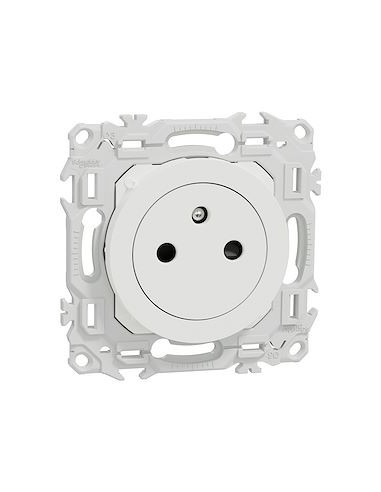 Prise 2P+T affleurante Odace blanc craie Schneider S920052